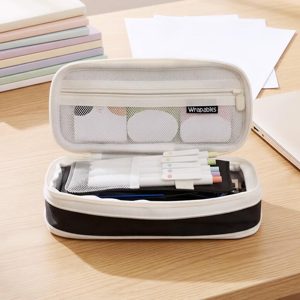 Large Capacity Pencil Case, Expandable Pencil Pouch for Stationery Tools, Black - Image 6