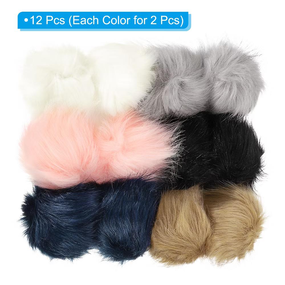 Fluffy Soft Elastic Faux Fur Pom Poms for Hats Scarves Gloves 12 Pcs - Image 7
