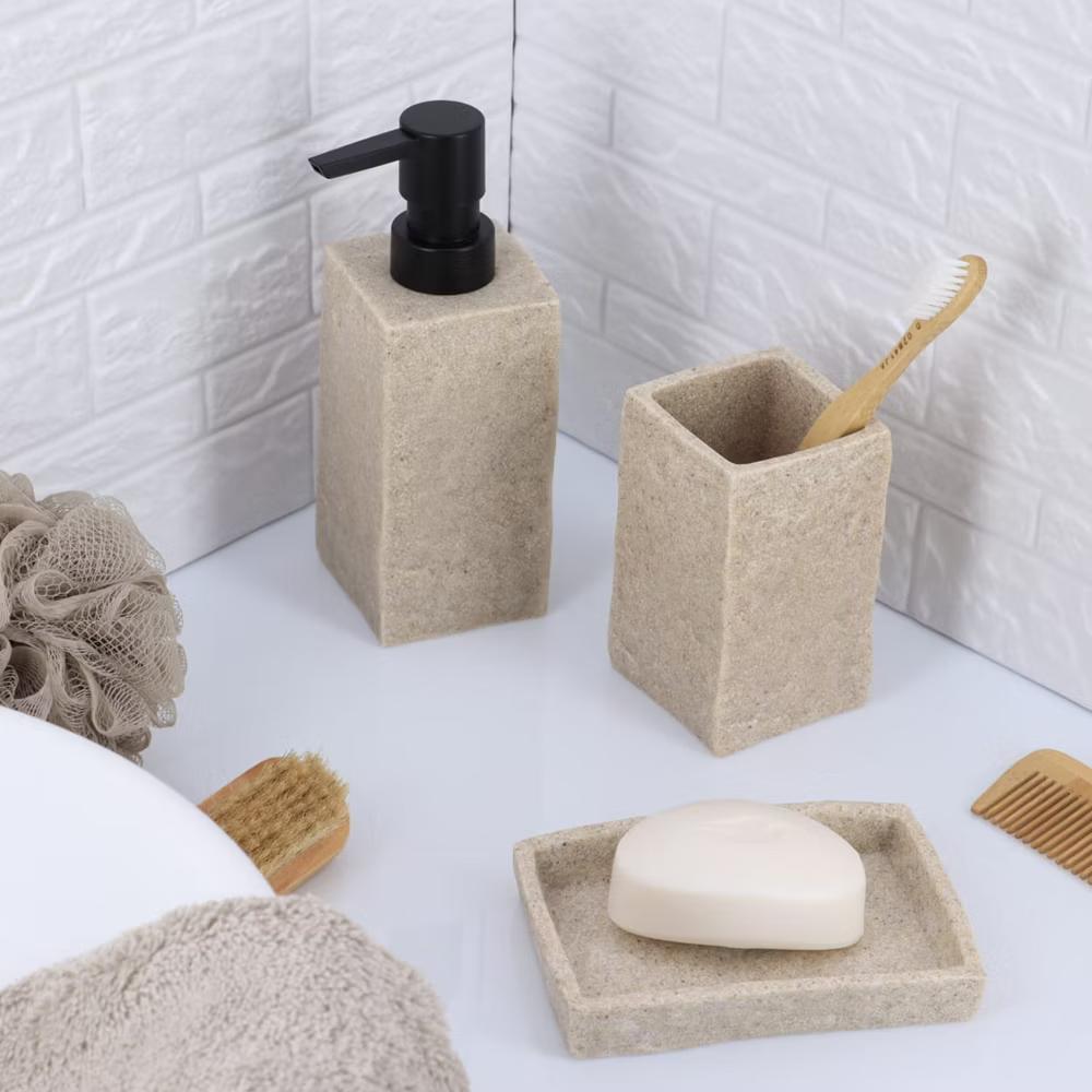 French Home Goods Modern Square Resin Stone Effect Bathroom Tumbler – Versatile Toothbrush Holder, Makeup Brush Cup and Countertop Organizer - Image 16