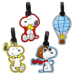Snoopy and Woodstock Luggage Tag, PVC Travel Tags Gifts - Set of 4