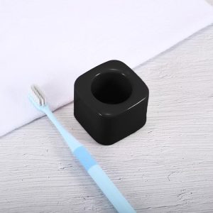 Bathroom Square Mini Ceramic Toothbrush Holder 2.2"x1.73" 2Pcs