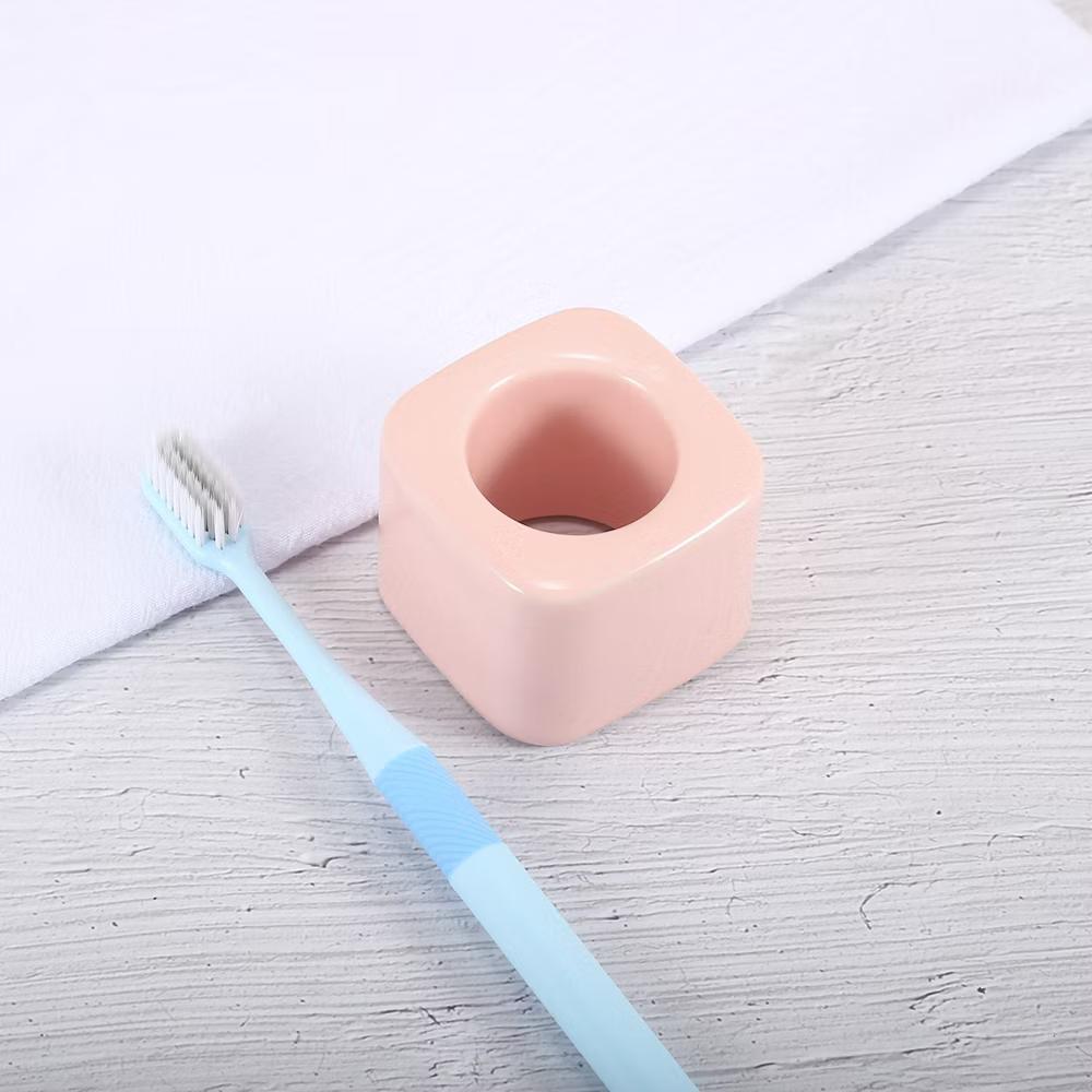 Bathroom Square Mini Ceramic Toothbrush Holder 2.2"x1.73" 2Pcs - Image 13