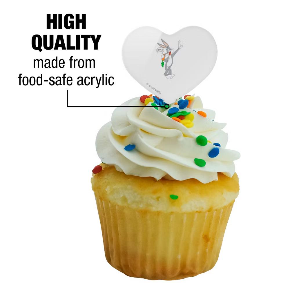 Looney Tunes Bugs Bunny What's Up Doc? Heart Love Cupcake Picks Toppers Decoration Set of 6 - Image 2