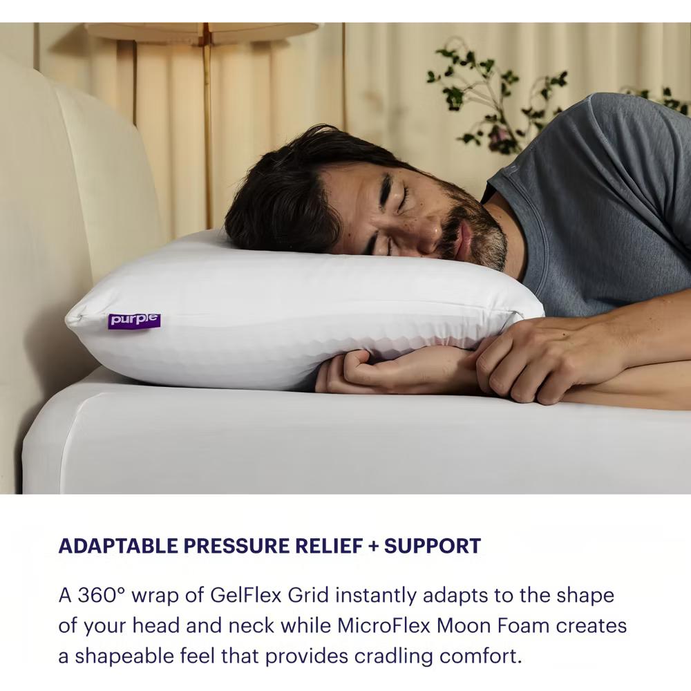 Purple Freeform™ Pillow with Customizable Support, Grid & MicroFlex™ Moon Foam - Image 4