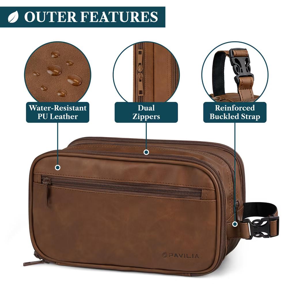 Toiletry Bag for Men, Travel Pouch Essentials Shaving Dopp Kit, Water Resistant Organizer Case Accessories - Image 59