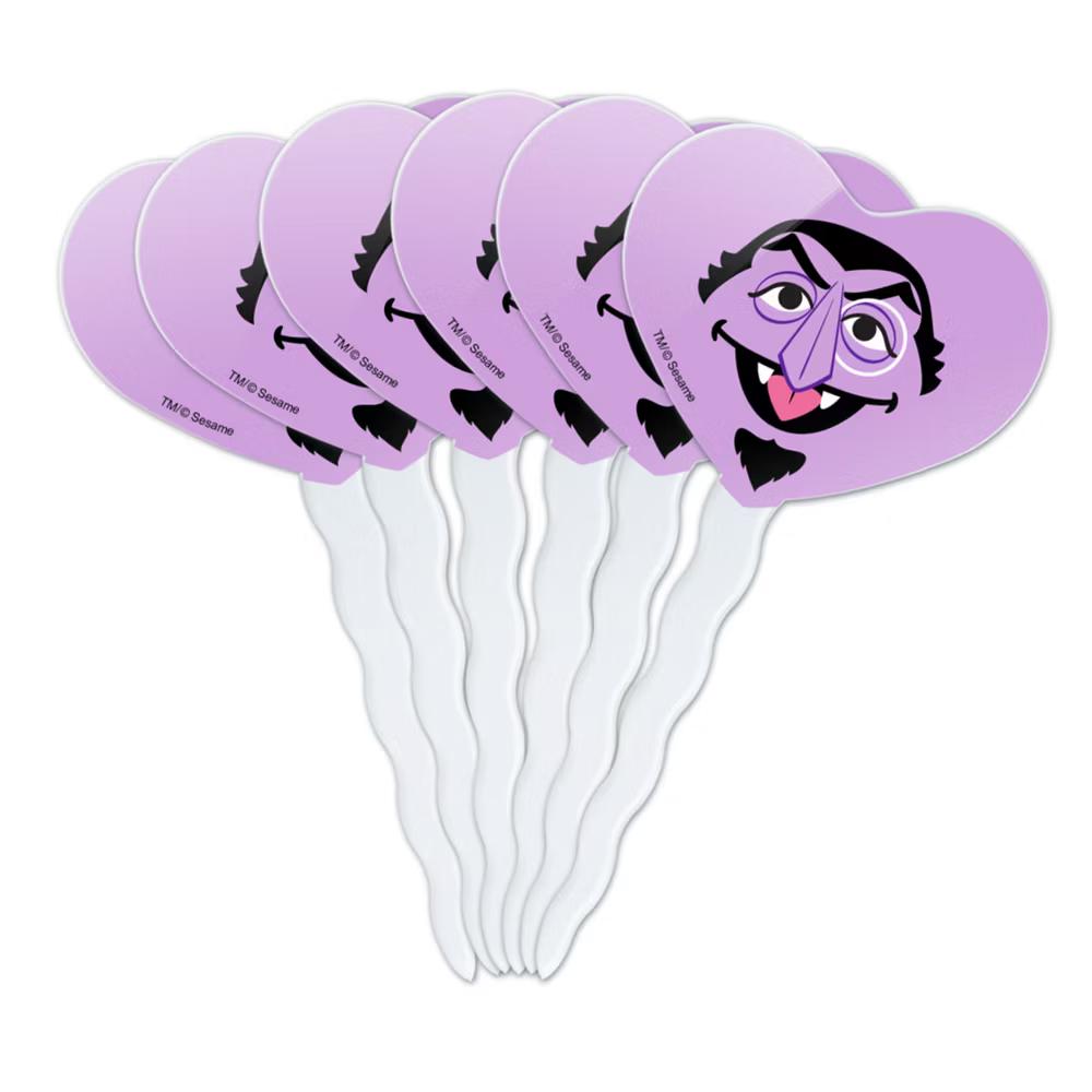 Count Face Cupcake Picks Toppers Decoration Set of 6 - Image 2