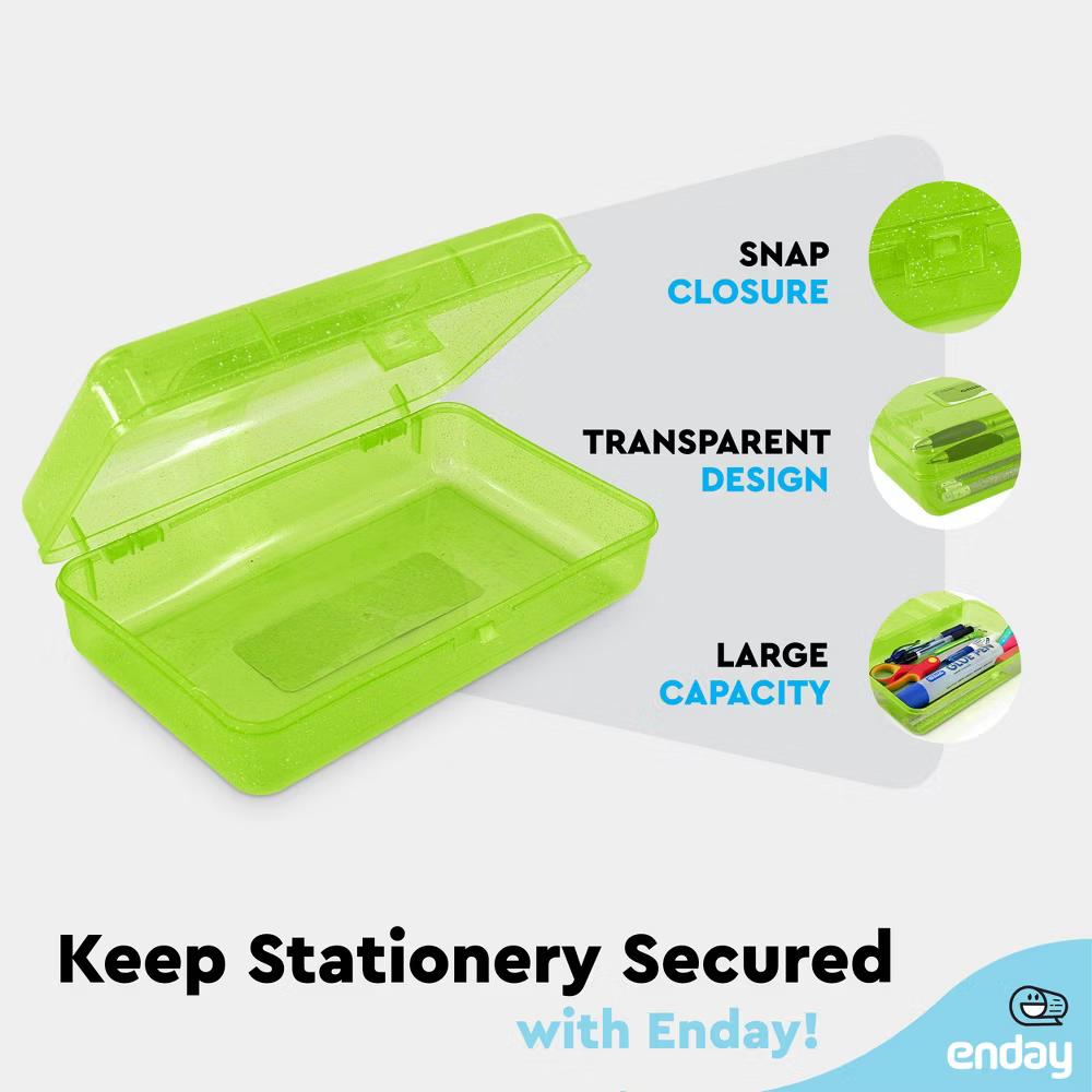 Plastic Pencil Box with Snap Closure Lids, Small Utility Storage Crayon School and Office Supplies Case Organizer - Image 18