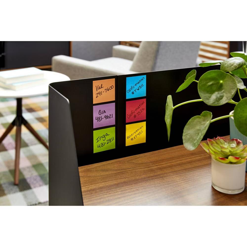 Super Sticky Notes, 1 7/8 in. 1 7/8 in., Energy Boost Collection, 6 Pads/Pack, 45 Sheets/Pad: Multicolor, Uncoated Paper