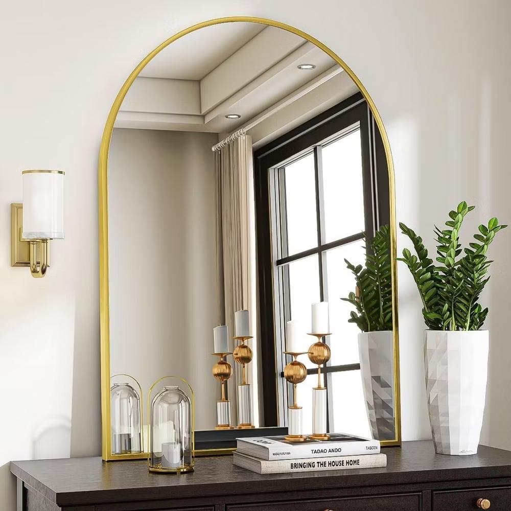 BEAUTYPEAK 16"x24" Arched Bathroom Mirror Vanity Wall Mounted Mirror, Black - Image 22