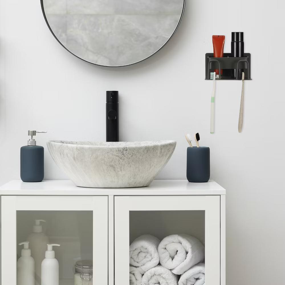 Durable Material No-Drill Installation Practical Design Versatile Use Toothbrush Holder