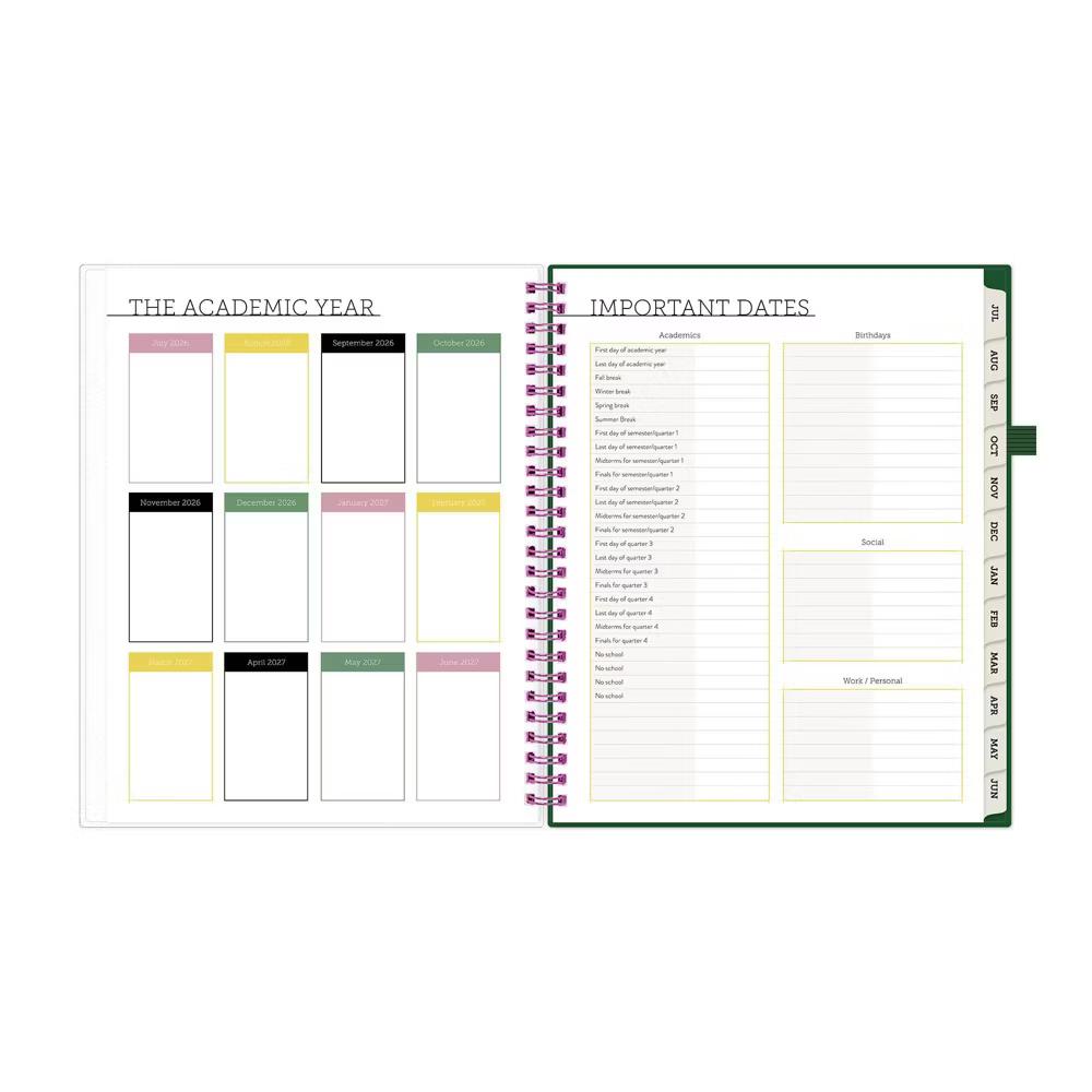Blue Sky Your Year College Weekly/Monthly Planner Wirebound 7"x9" Green Date - Image 11