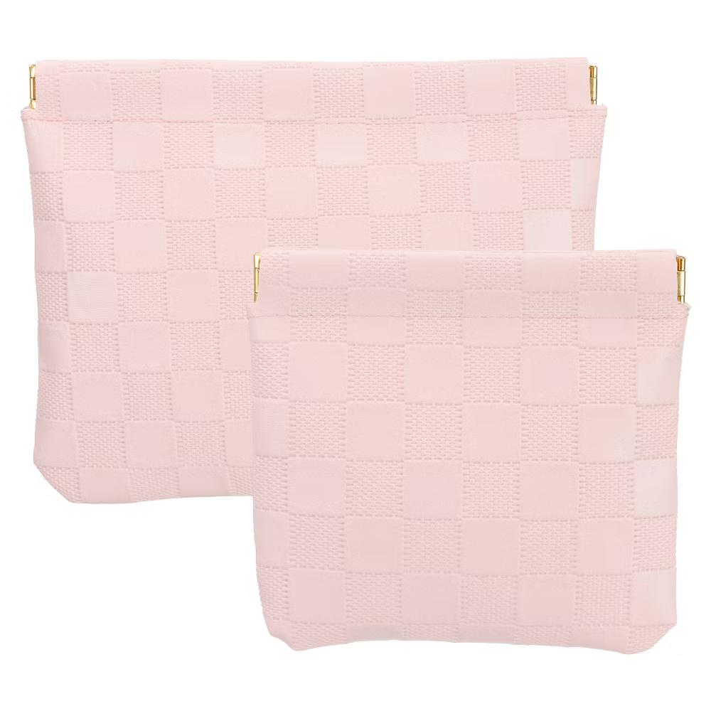 Leather Waterproof Travel Organizing Mini Snap Closure Makeup Pouchs 2 Pcs - Image 7