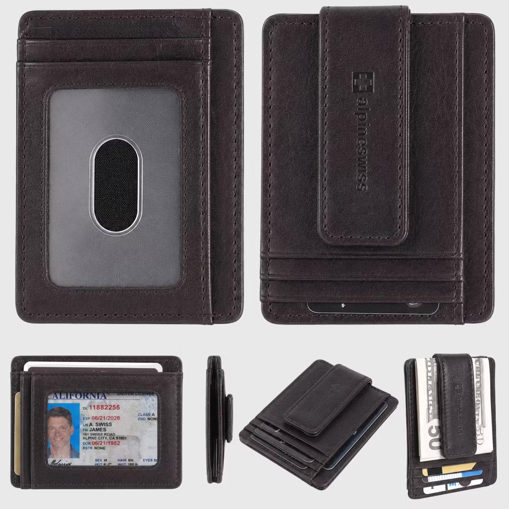 Alpine Swiss Harper Mens RFID Slim Money Clip Front Pocket Wallet Minimalist Leather ID Card Holder - Image 11