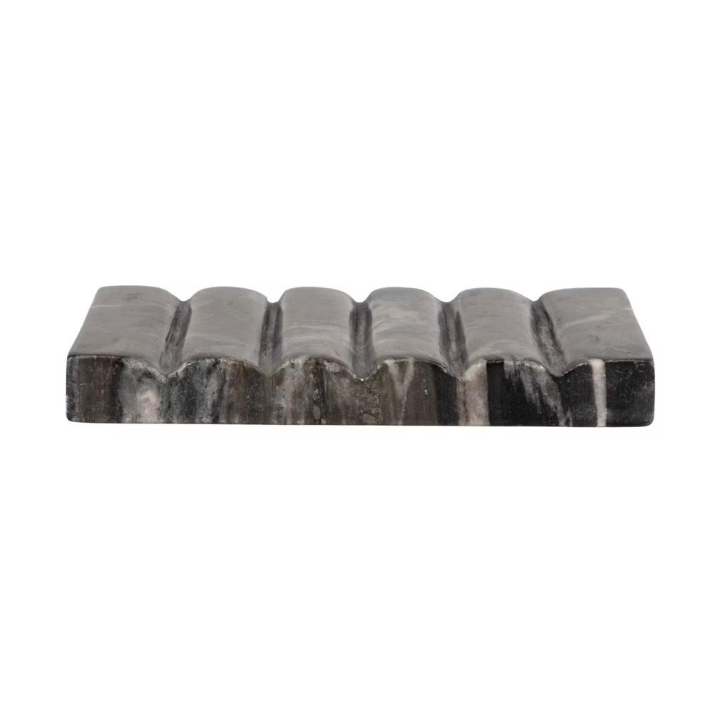 Storied Home Mélange Marble Soap Dish, Black and Beige - Image 4