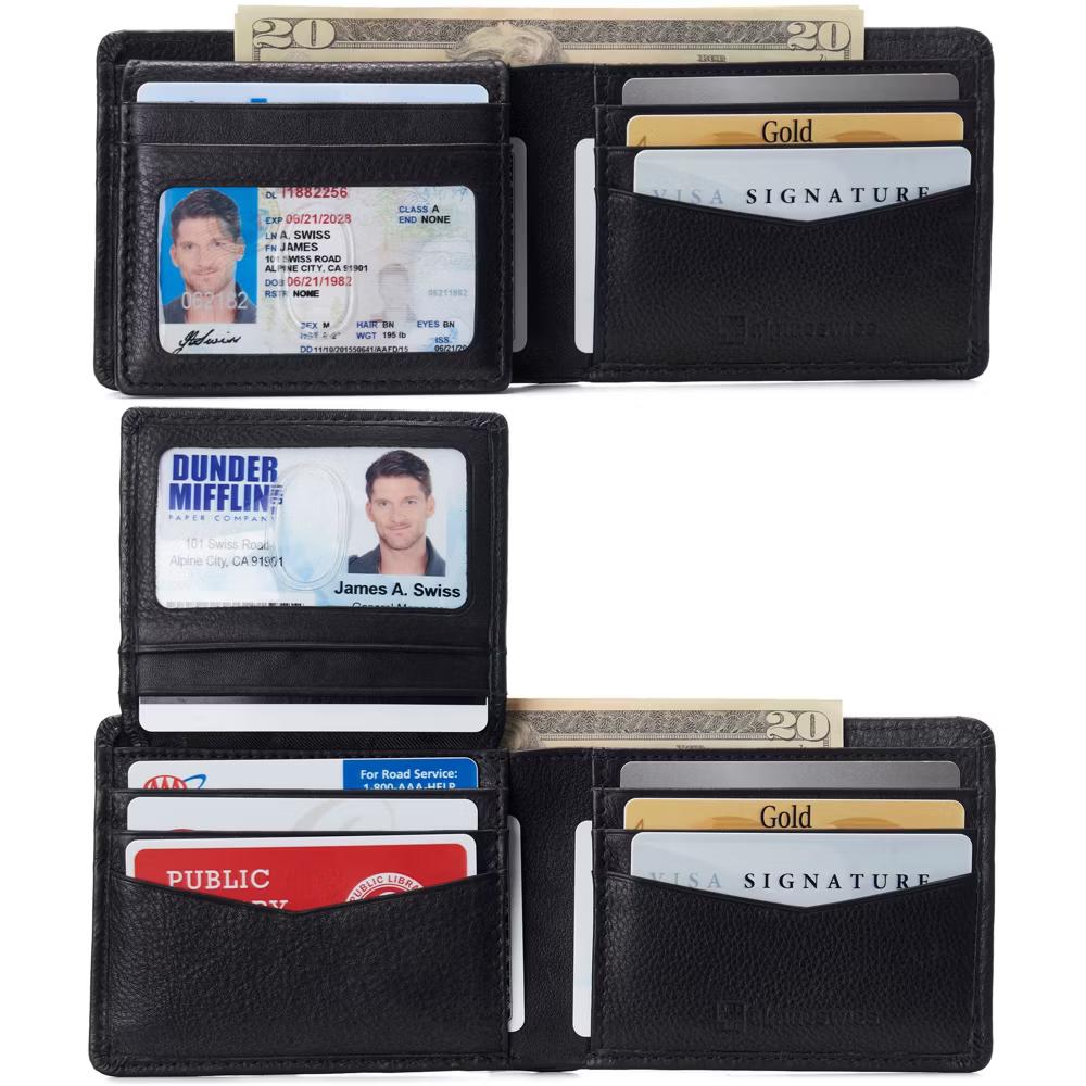 Alpine Swiss Connor Executive Bifold Wallet | Business Passcase for Men | Premium Leather | Dual ID Windows | RFID Blocking | Gift Box Included - Image 3