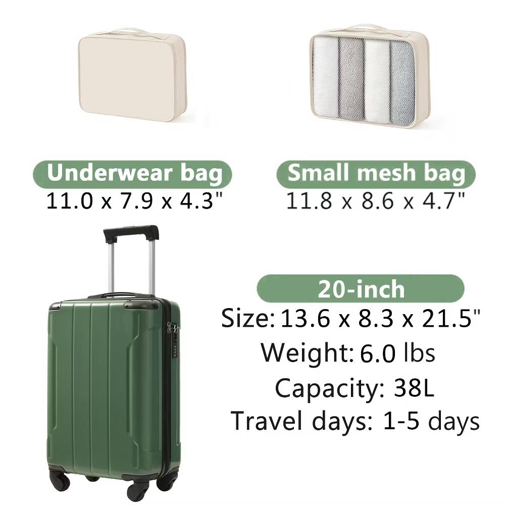20" Hardshell Carry-On Luggage with 2 Packing Cubes & Spinner Wheels & TSA Lock, Lightweight ABS Suitcase - ModernLuxe - Image 24