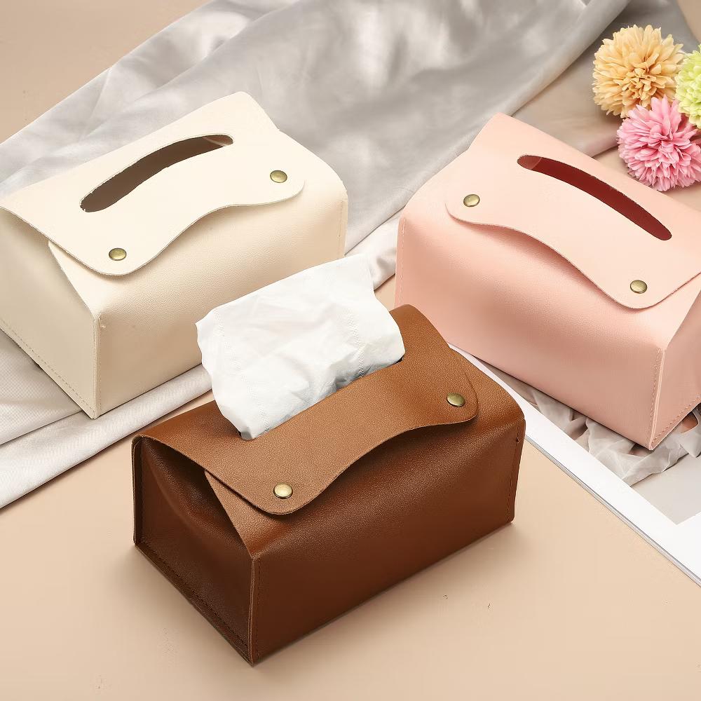 PU Leather Home Car Office Decorative Tissue Box Holder
