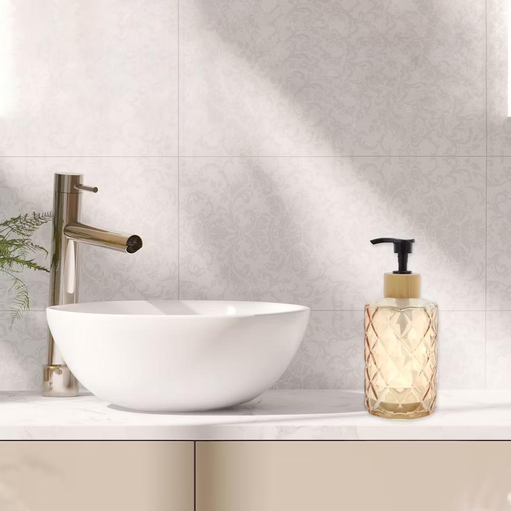 Reusable Round Bottom Diamond Pattern Soap Dispenser 11.16oz 1 Pc - Image 10