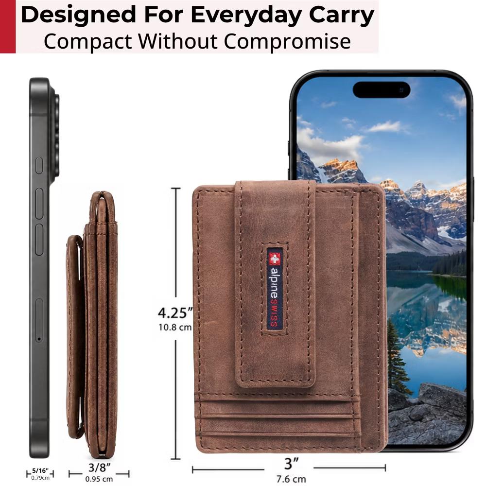 Alpine Swiss Harper Mens RFID Slim Money Clip Front Pocket Wallet Minimalist Leather ID Card Holder - Image 55