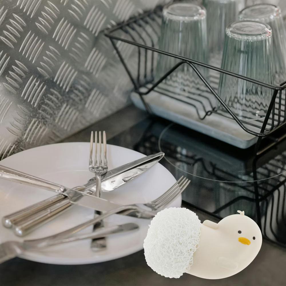 Duck Shape Dish Brush with Handle White 1 Pc - Image 6