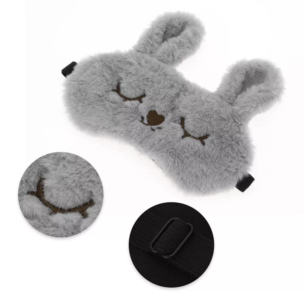 Soft Rabbit Eyes Sleep Mask Gray 1 Pc - Image 3
