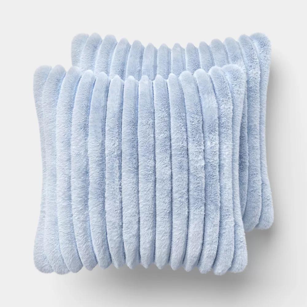2pk Ribbed Faux Fur Toss Pillows - Image 2