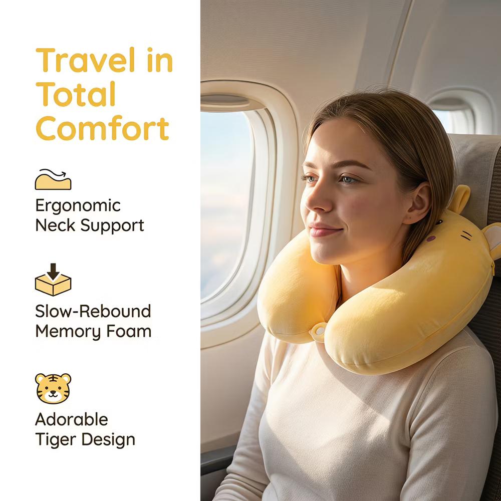 U-Shape Memory Foam Portable Traveling Travel Neck Pillows 12x12in 1 Pc - Image 36