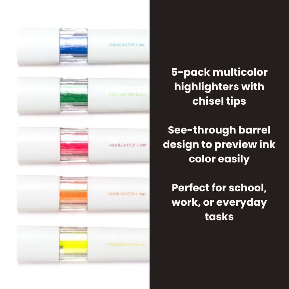 Evolve 5pk Highlighters See-Through Barrel 5.0mm color Ink - Image 6