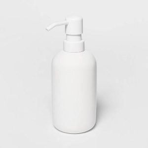 Soap Pump White - Ceramic Hand Wash Dispenser, Refillable 13oz Pump Bottle for Bathroom