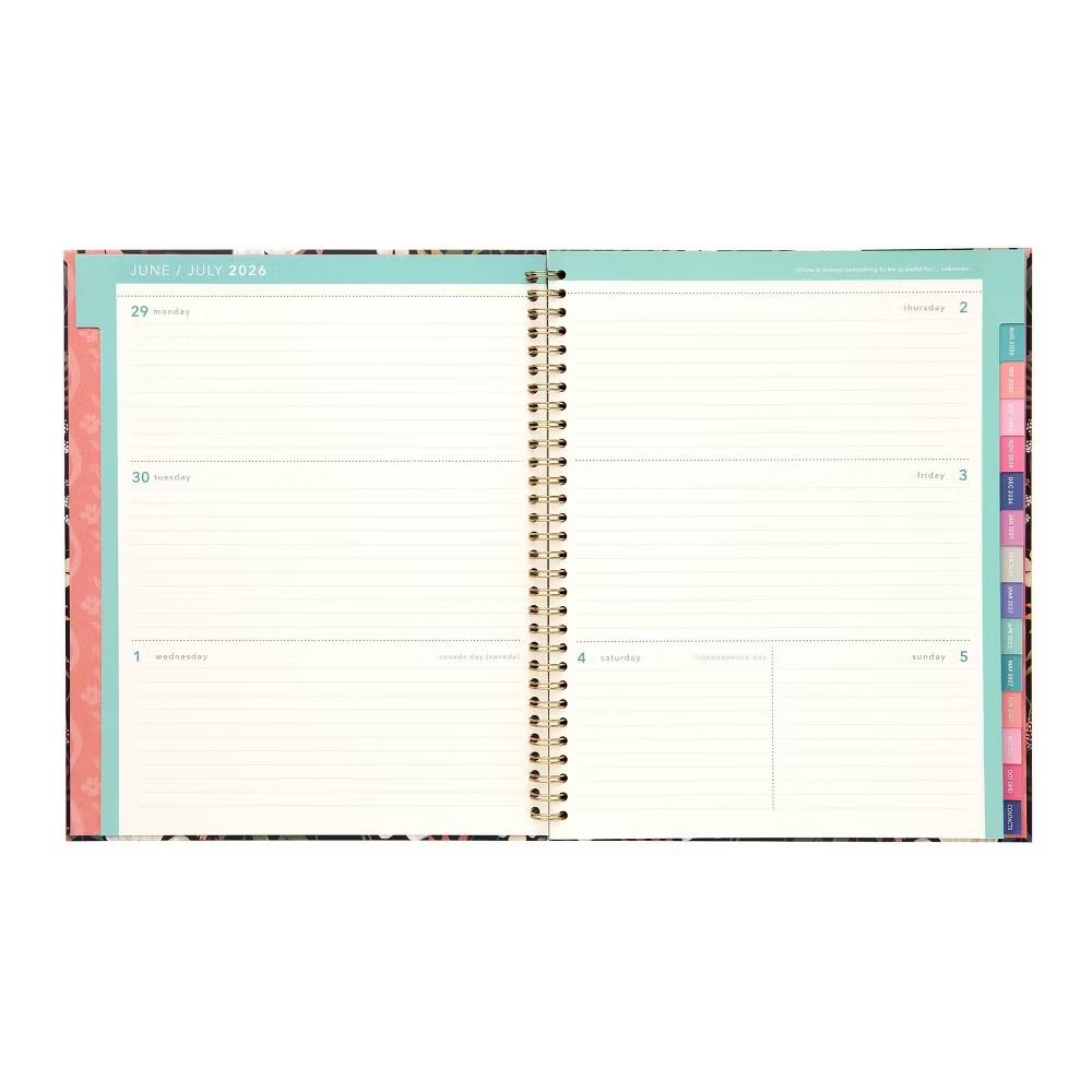 greenroom 8.5"x10.75" 2026-2027 Weekly/Monthly Large Hardcover Midnight Wildflower Planner - Image 5
