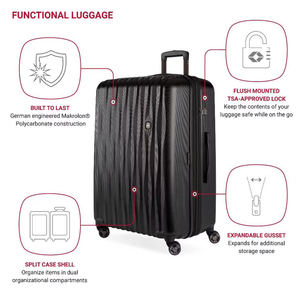 Energie Hardside Large Checked Spinner Wheels Suitcase - Image 7