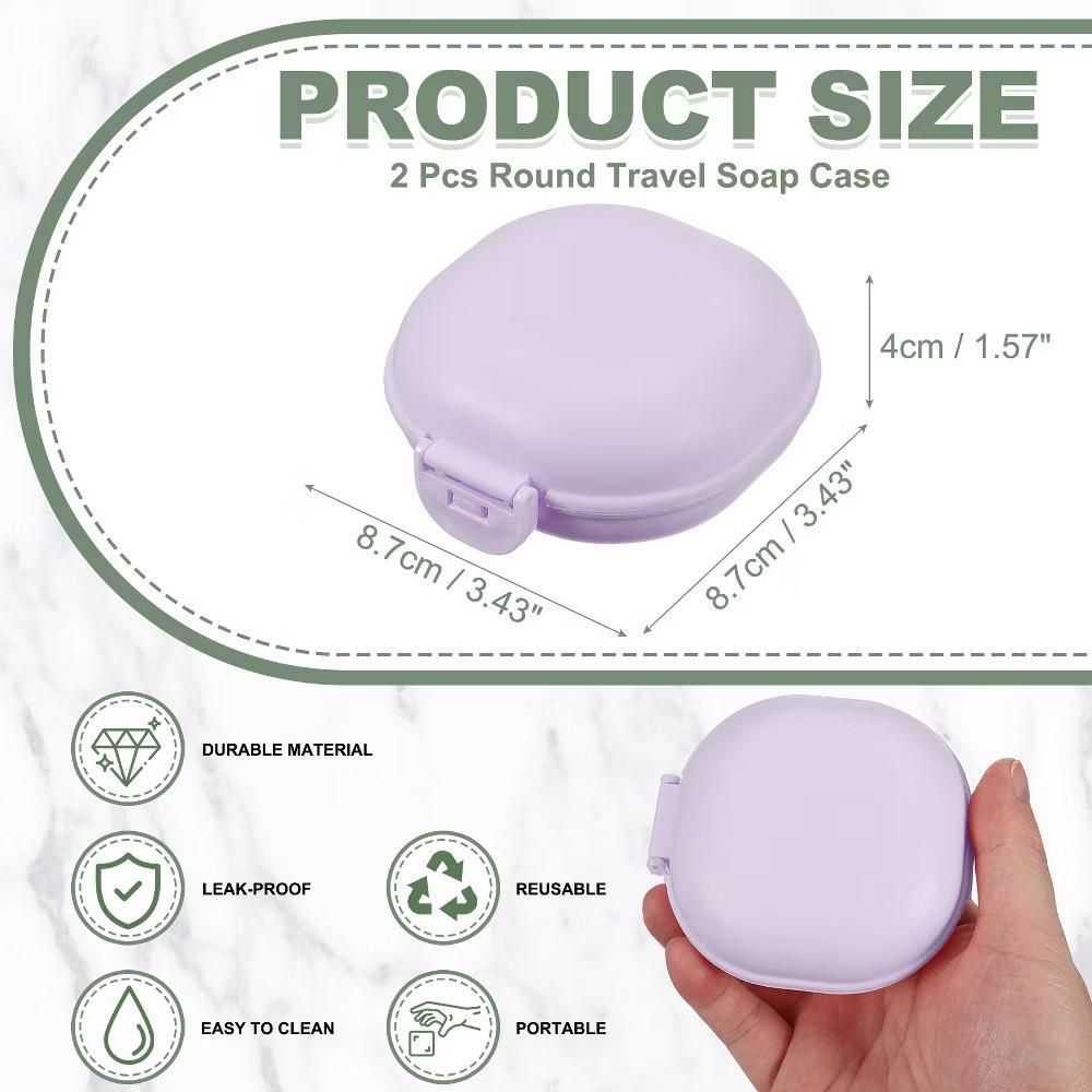 Soap Dish, Portable Travel Soap Box Waterproof Holder Case Round - Image 21