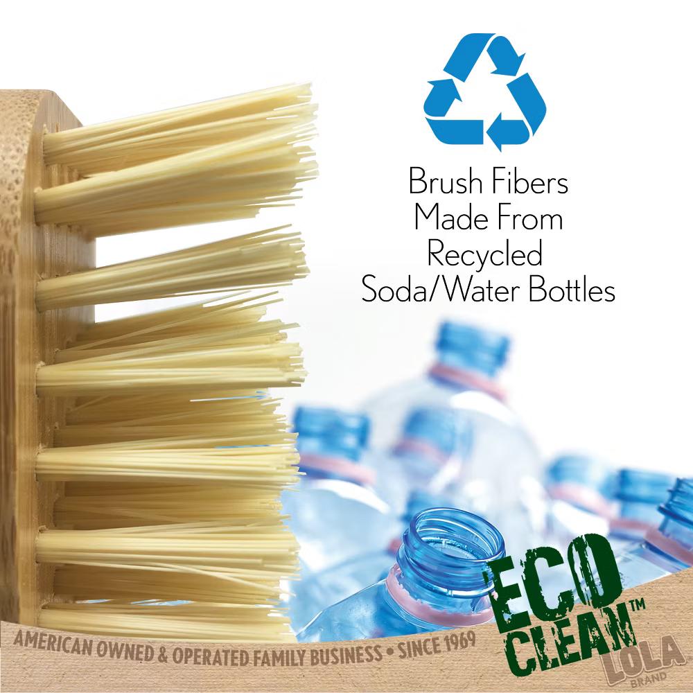 Bamboo Scrub Brush for Cleaning, Ergonomic Sustainable Durable Poly Bristles Made from Recycled Soda/Water Bottles Easy Hang Hole 1 Count - Image 5