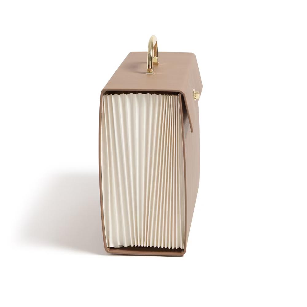 19 Pocket Recycled Pleather Expandable File Light Brown: File Organizer & Holder, Letter Size, Storage Bin - Image 5