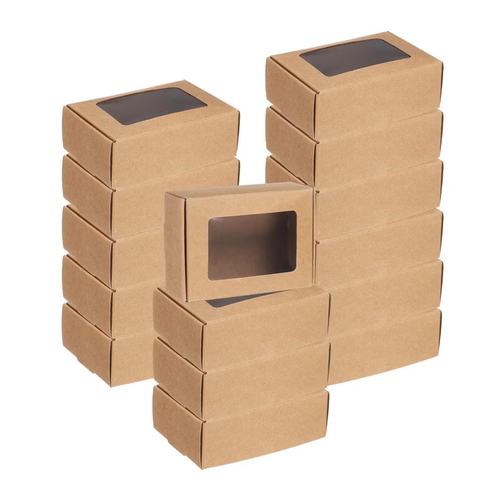Paper Party Favor Treats Candy Cookie Packaging with Clear Window Kraft Soap Boxes 32 Pcs - Image 11