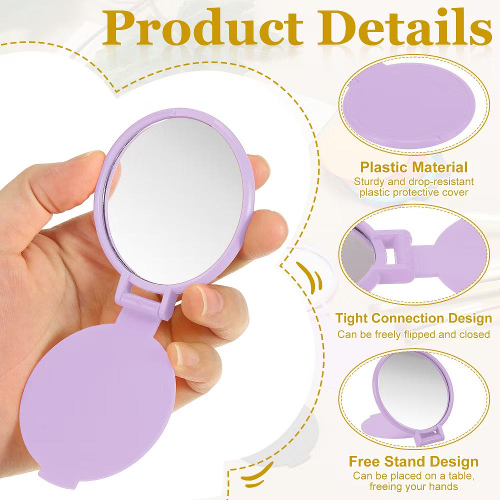Folding Small Round Travel Women Girls Portable Pocket Mirror 12 Pcs - Image 13