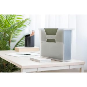 Small Portable Desktop File Box with Open Top, Letter Size, Clear