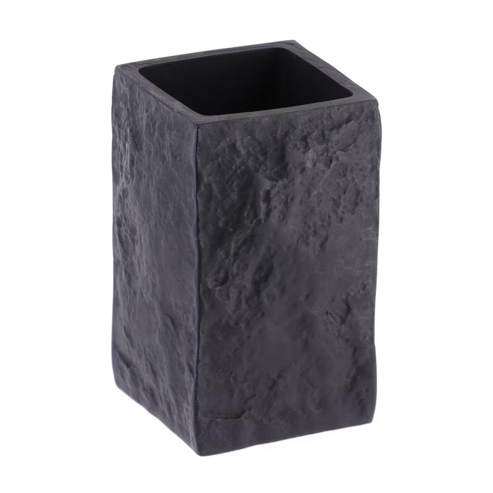 French Home Goods Modern Square Resin Stone Effect Bathroom Tumbler – Versatile Toothbrush Holder, Makeup Brush Cup and Countertop Organizer - Image 7