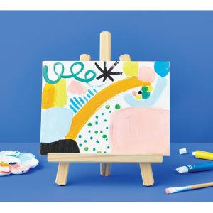 25pc Artist Acrylic Starter Set - Easel & Paint Kit with Brushes, Palette, Canvas Boards, Design Guide