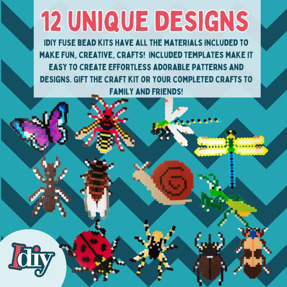 8,000pc DIY Fuse Bead Kit w Carrying Case - Bugs and Insects- 21 Colors, 12 Unique Templates, 4 Peg Boards, Tweezers, Ironing Paper - Image 5