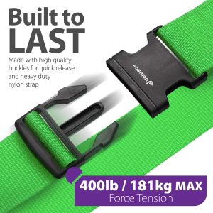 2 Pack Luggage Straps with Buckle, Adjustable Luggage Straps for Suitcases, Connect Two Suitcases & Baby Car Seat, Travel Luggage Belt, Green