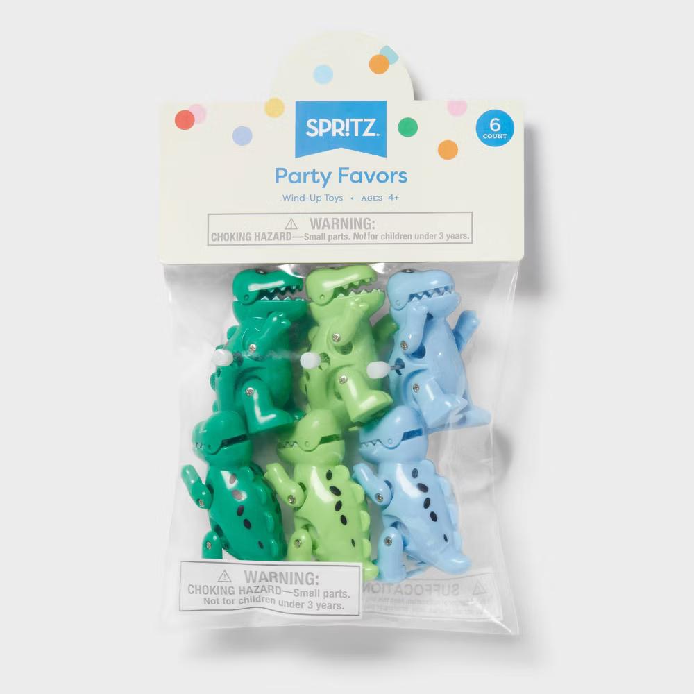 6ct Dinosaur Wind-Up Toy Green/Blue - Image 2