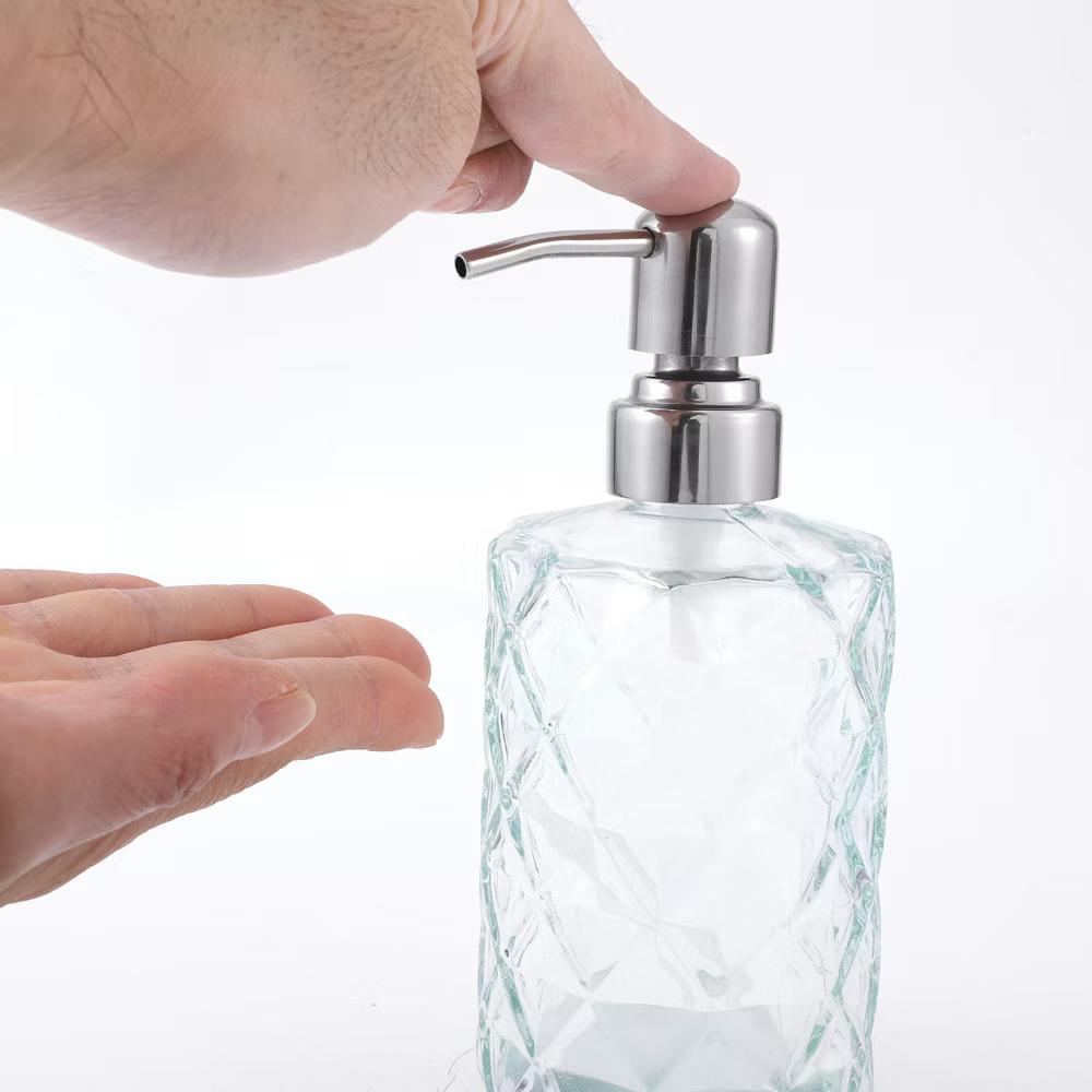 Elegant Soap Pump Dispenser for Bathroom 11.15oz Clear Silver Tone 1 Pc - Image 2