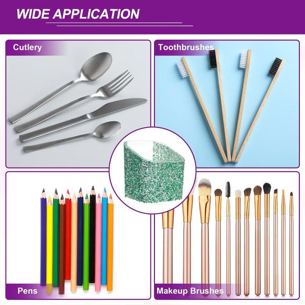 Rhinestone ABS Home Pencil Nail Art Tool Makeup Brush Holder - Image 14