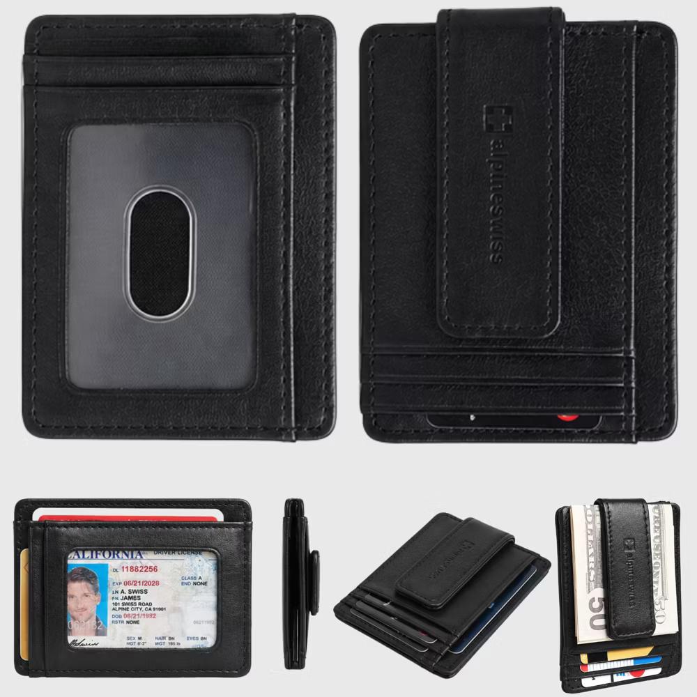 Alpine Swiss Harper Mens RFID Slim Money Clip Front Pocket Wallet Minimalist Leather ID Card Holder - Image 8