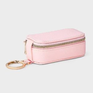 Mini Clip On Travel Jewelry Storage Case - Pink