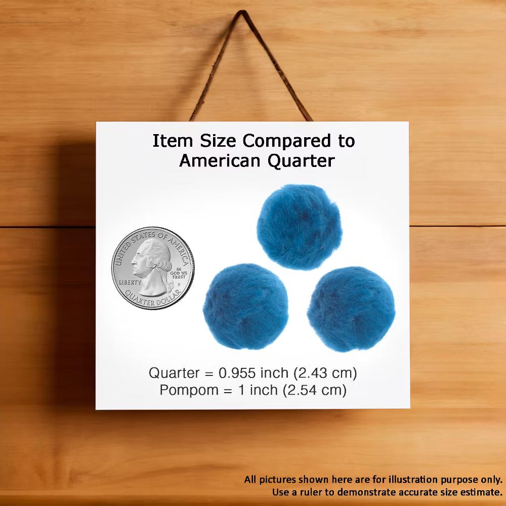 1in Blue Pom Poms for Crafts DIY Art Creative, 100pcs - Image 3