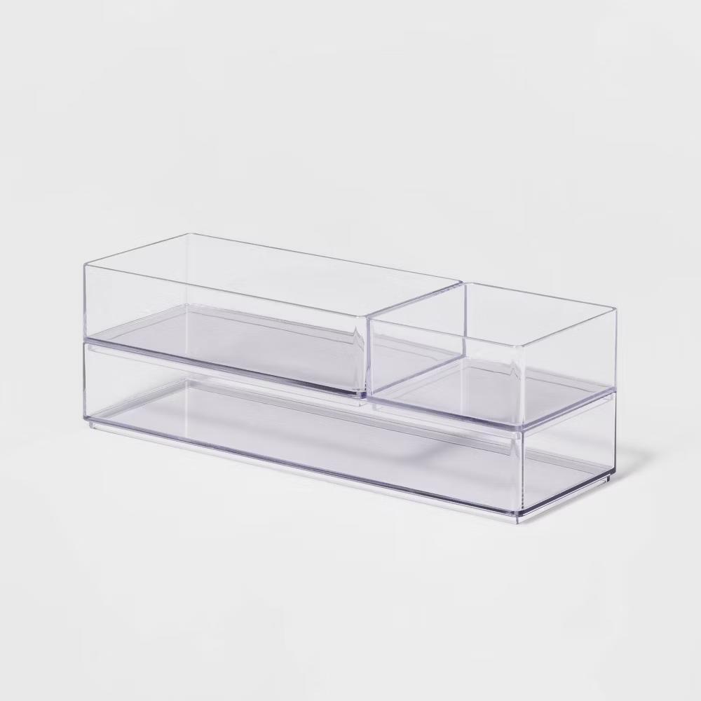 3 Bathroom Plastic Tray Beauty Organizer Set Clear - Image 4