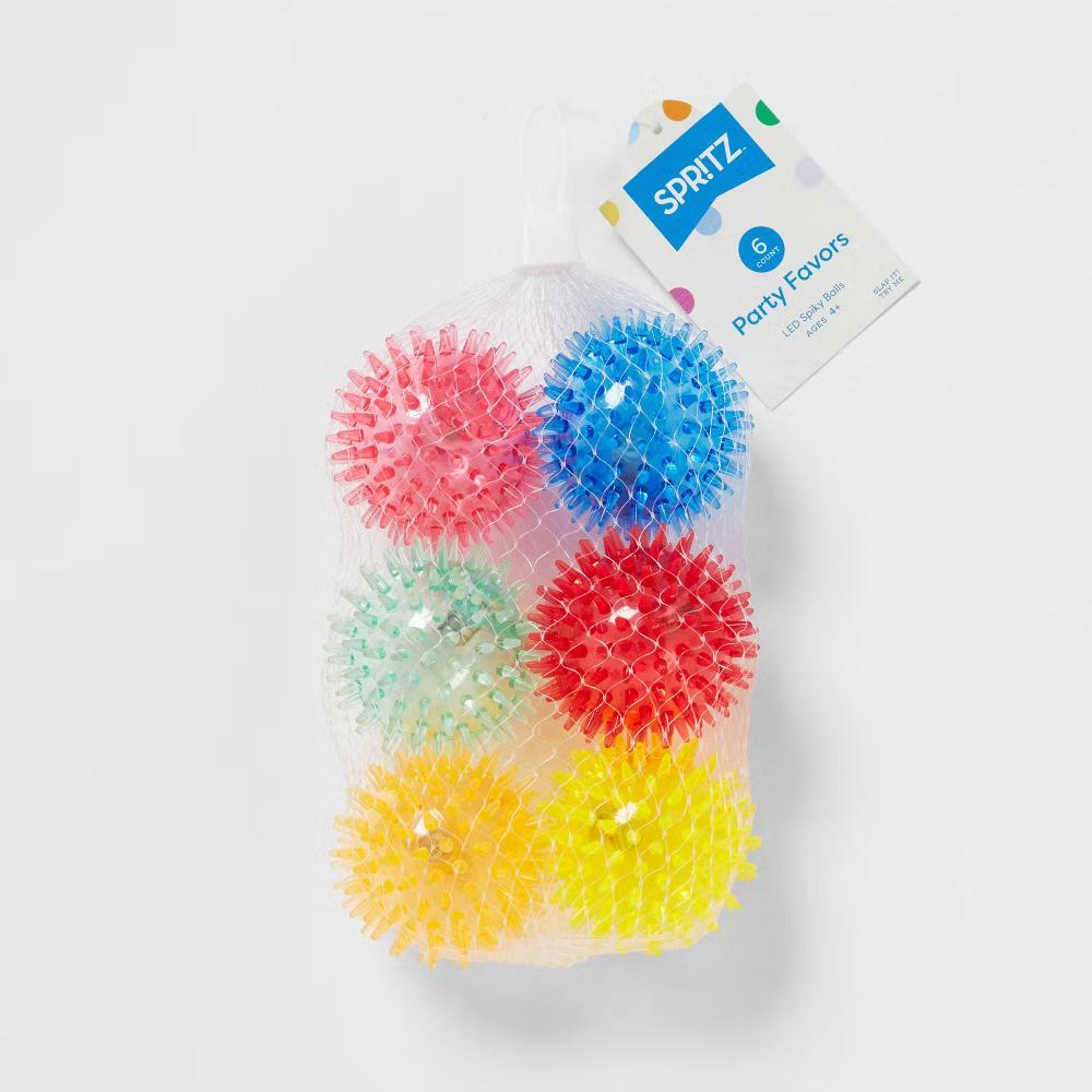6ct Light-Up Spiky Ball - Multicolor Party Favor Toys for Kids, Bouncy Easter Egg Filler, Includes Batteries - Image 4