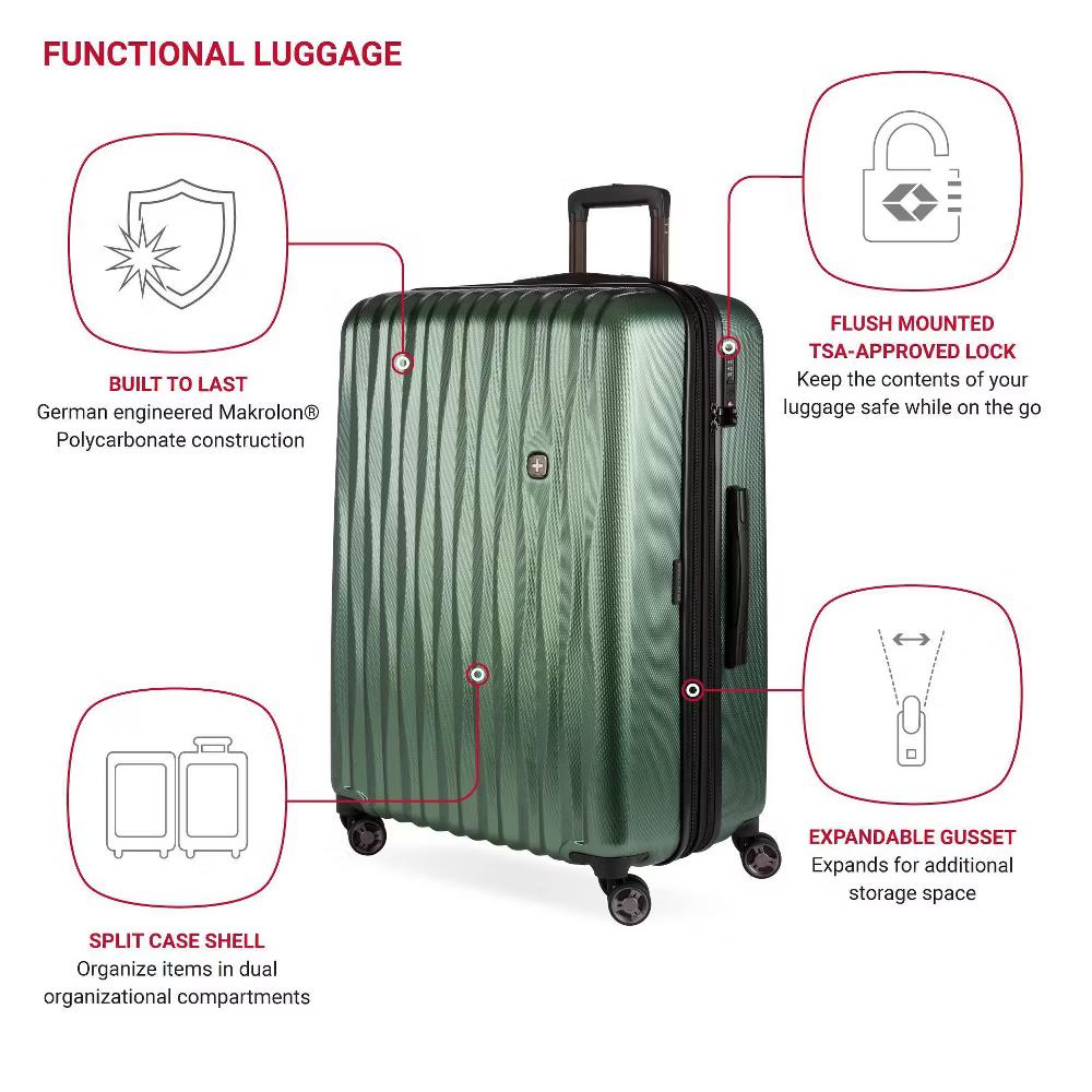 Energie Hardside Large Checked Spinner Wheels Suitcase - Image 28